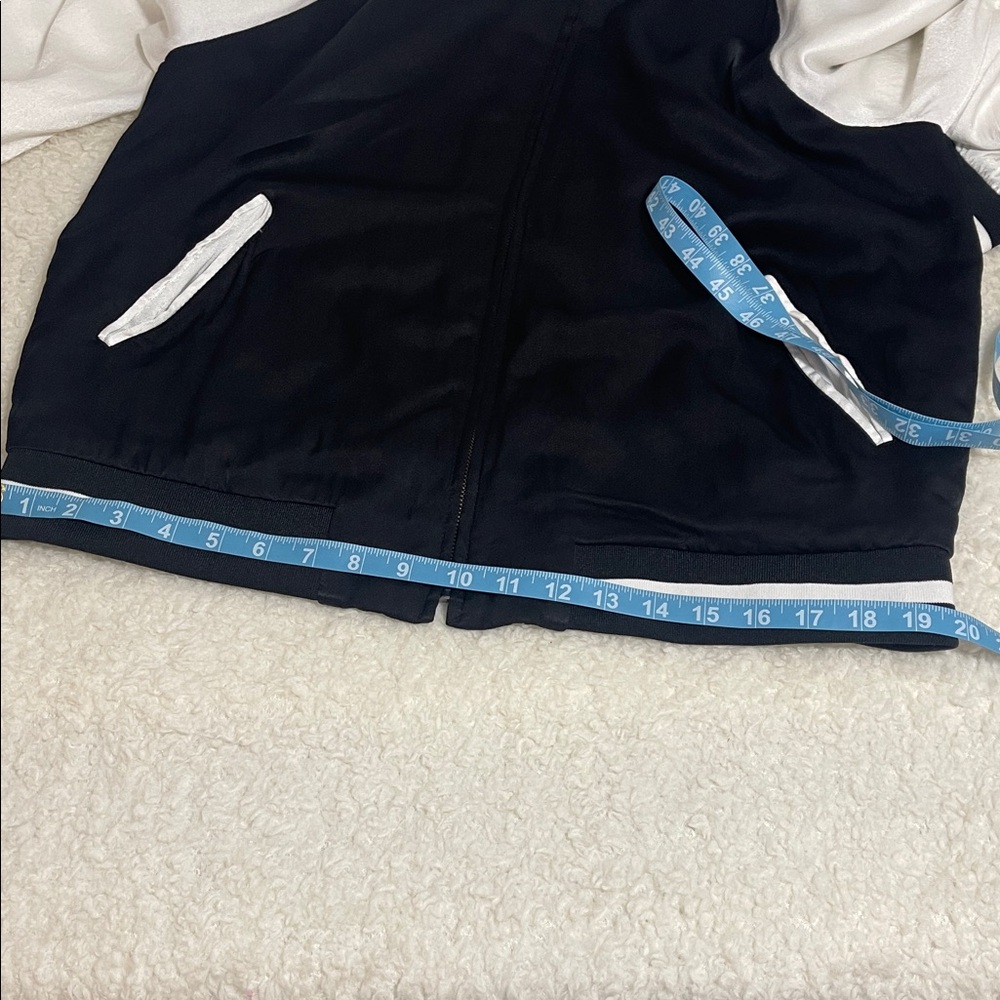 Forever 21 Satin Varsity Bomber Jacket Color Black Ivory Size M - Picture 14 of 16